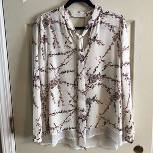 Floral blouse with neck tie